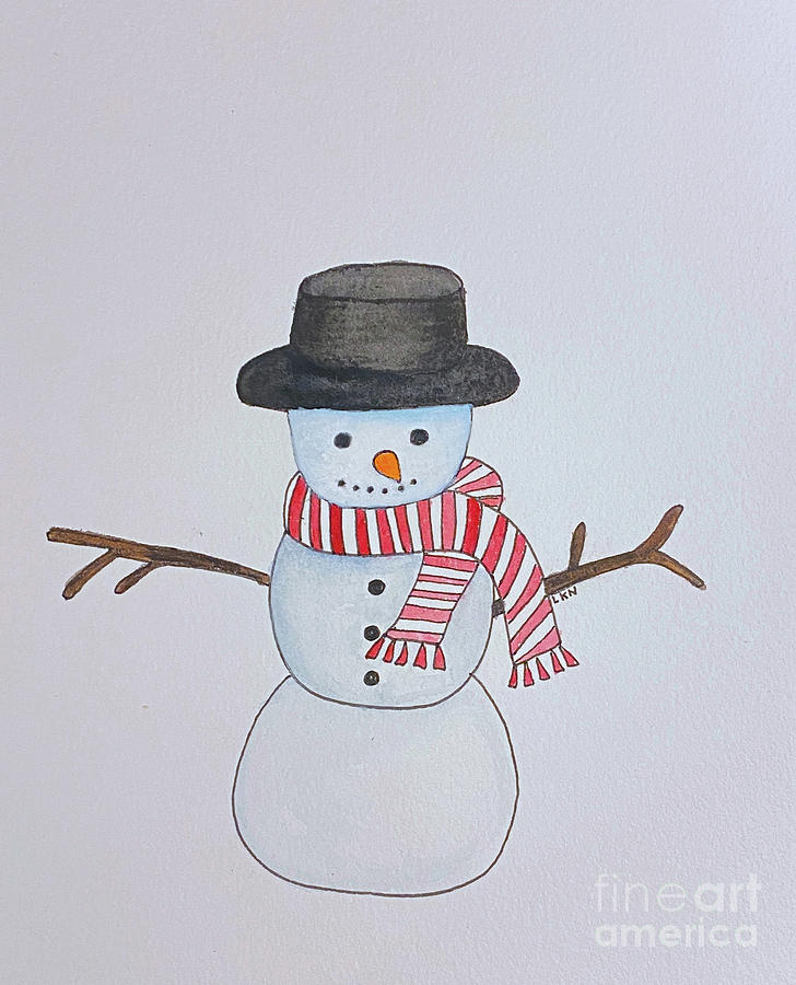 Snowman with Scarf Mixed Media by Lisa Neuman