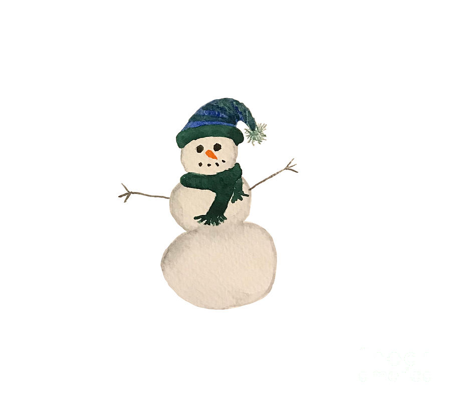 Snowman with Tassel Hat Painting by Lisa Neuman