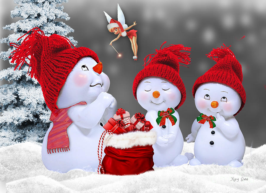 Snowmen and Exciting Presents Digital Art by Morag Bates