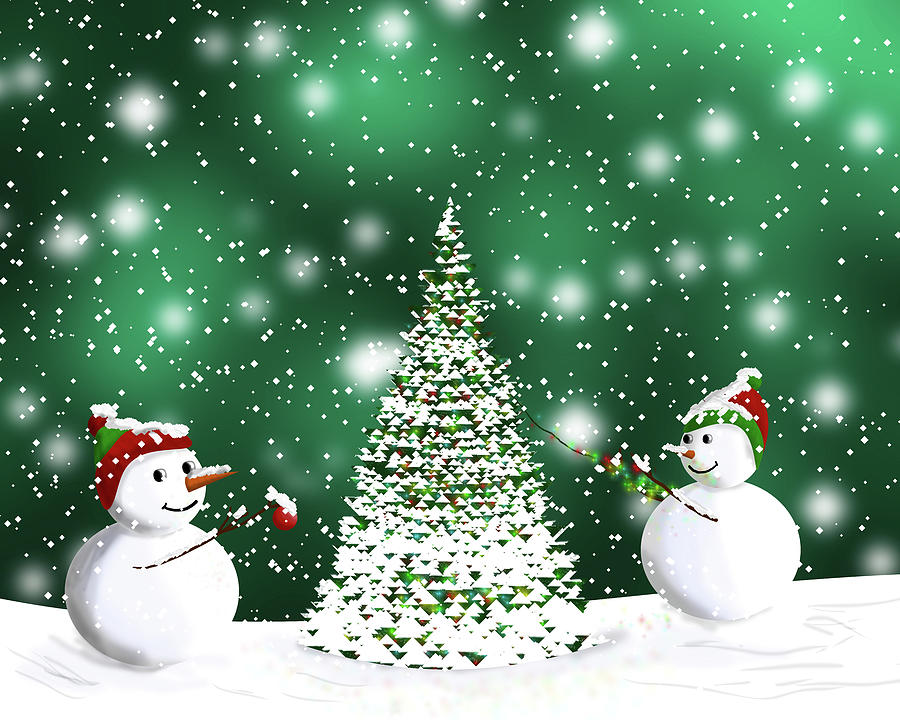 Snowmen Christmas Digital Art by Grace Joy Carpenter
