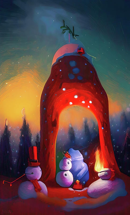 Snowmen Under Delicate Arch Digital Art by Darren White