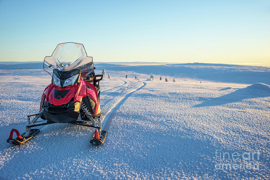 Snowmobile ride Photograph by Delphimages Photo Creations