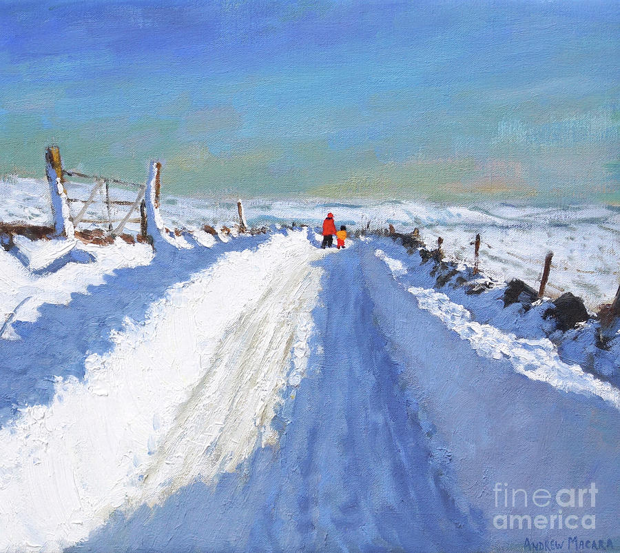 Snowploughed road, Derbyshire Peak District Painting by Andrew Macara