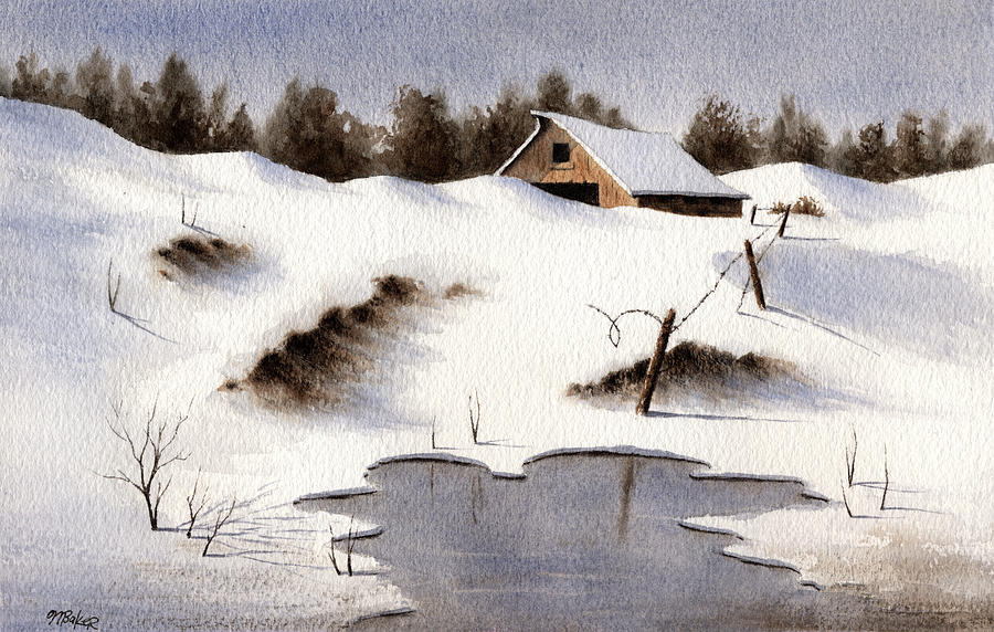 Snowscape Painting by Michael Baker - Pixels