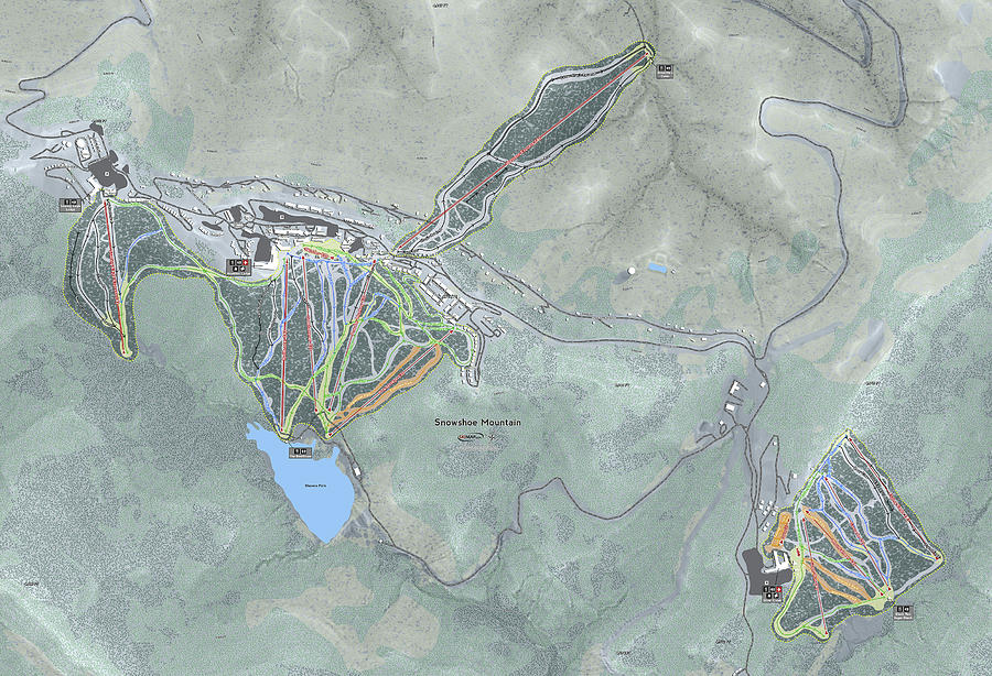 Snowshoe Mountain Ski Resort Map Digital Art by Powder Addicts - Pixels