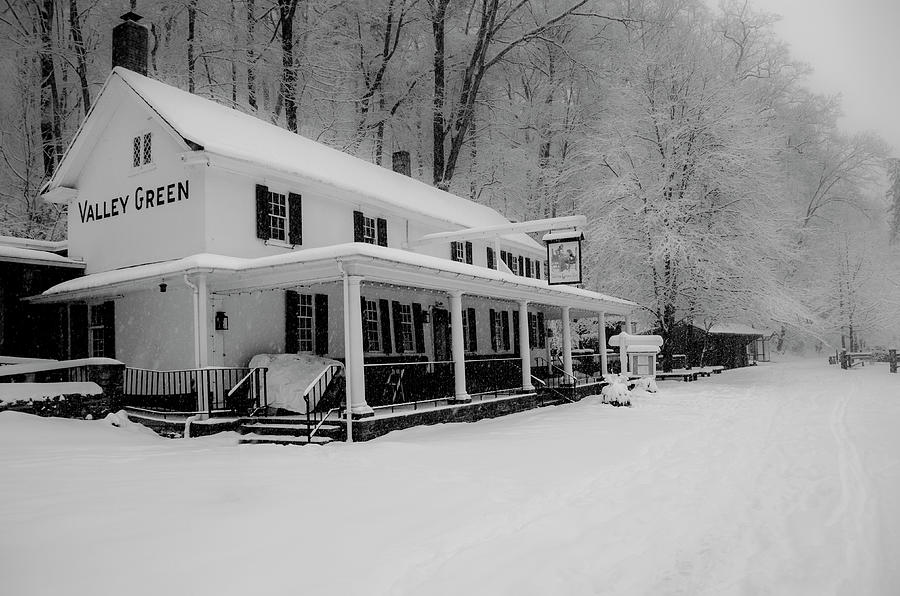 Snowstorm at Valley Green in Black and White Photograph by Bill Cannon
