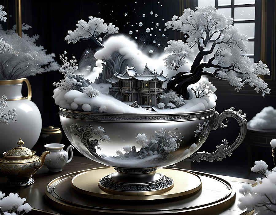 Snowstorm in a Cup Digital Art by Deb Beausoleil