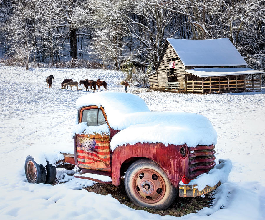 Snowy Americana Truck Photograph by Debra and Dave Vanderlaan