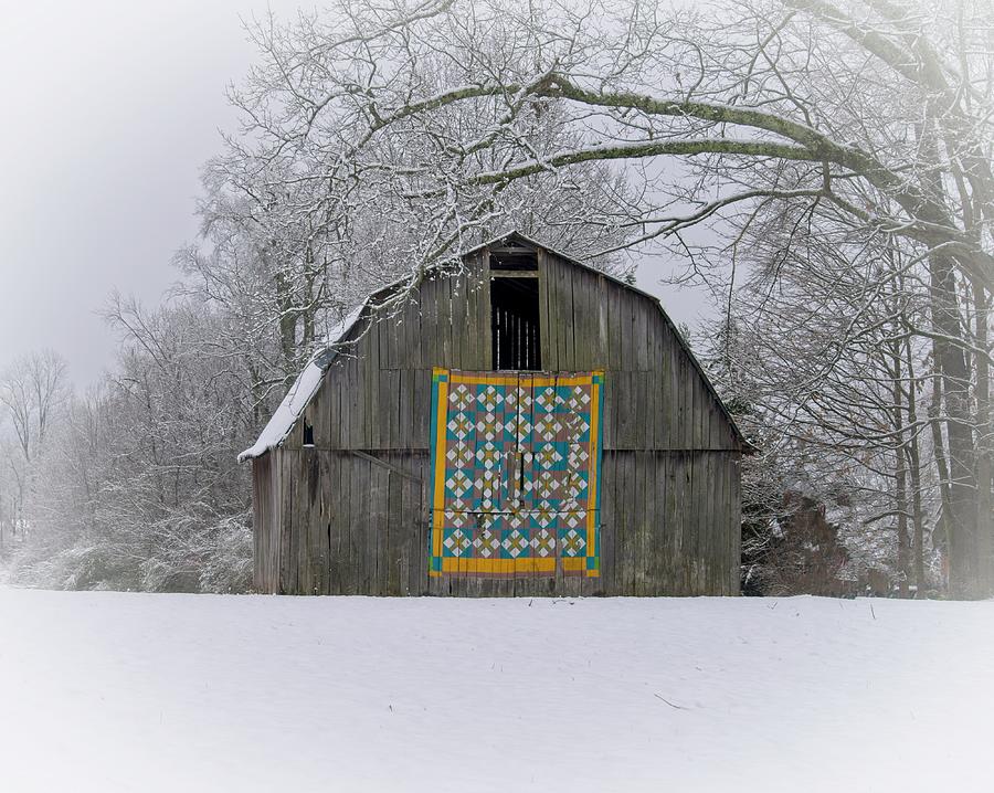 Snowy Barn Scene Photograph