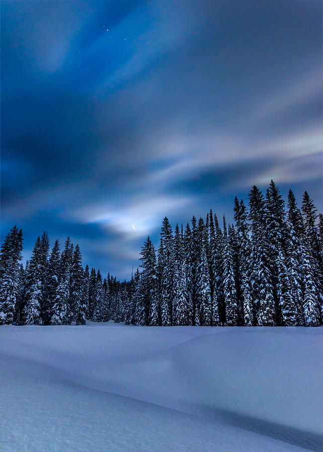 Winter Photograph - Snowy Bitterroot Midnight by Matt Hammerstein
