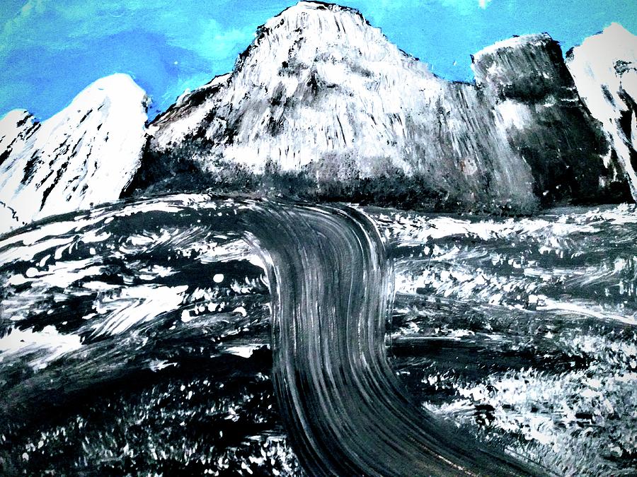 Snowy Black Mountain Painting by Anna Adams