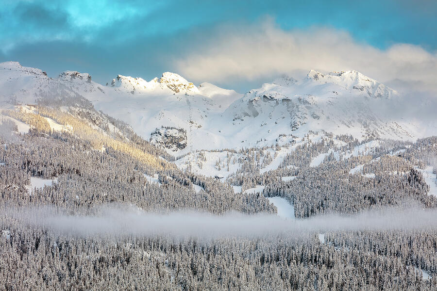 Winter Photograph - Snowy Blackcomb Mountain Sunset by Pierre Leclerc Photography