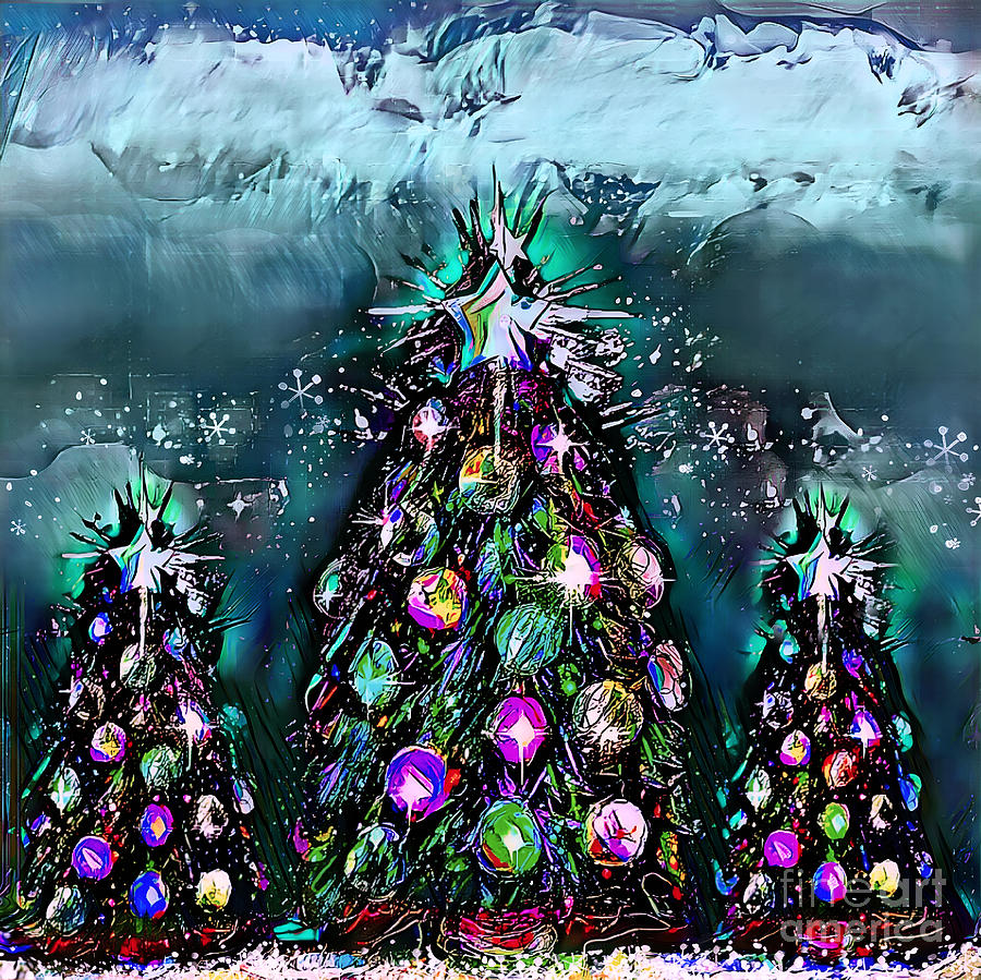 Snowy Christmas Eve Digital Art by BelleAme Sommers