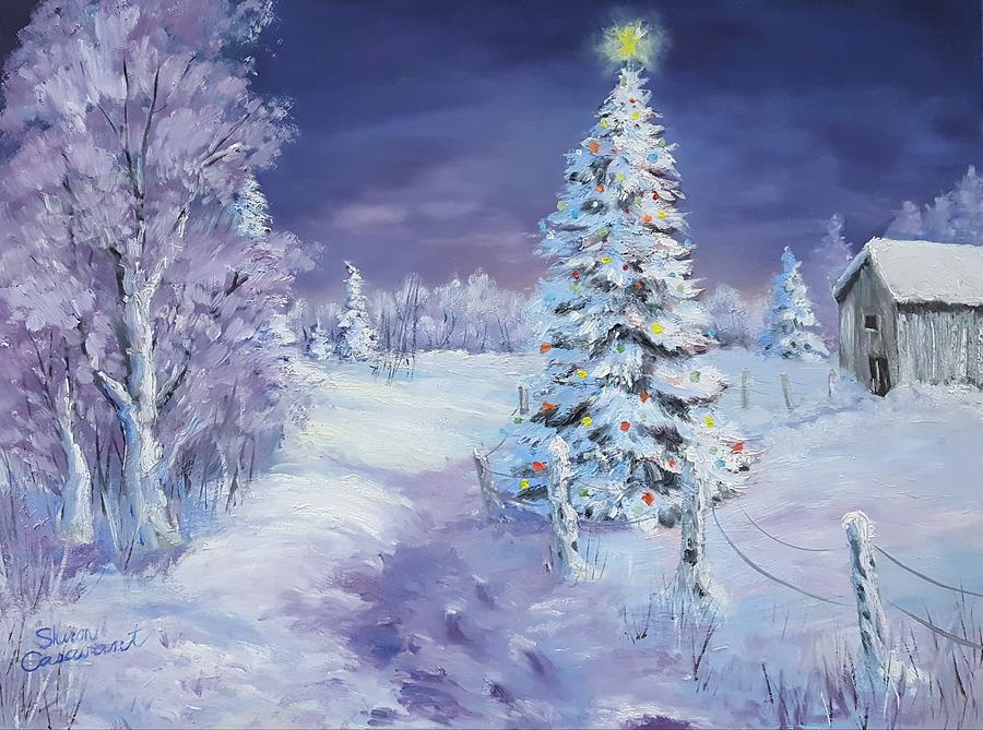 Snowy Christmas Painting by Sharon Casavant