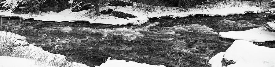 Snowy Creek in Black and White Photograph by Kelly Larson