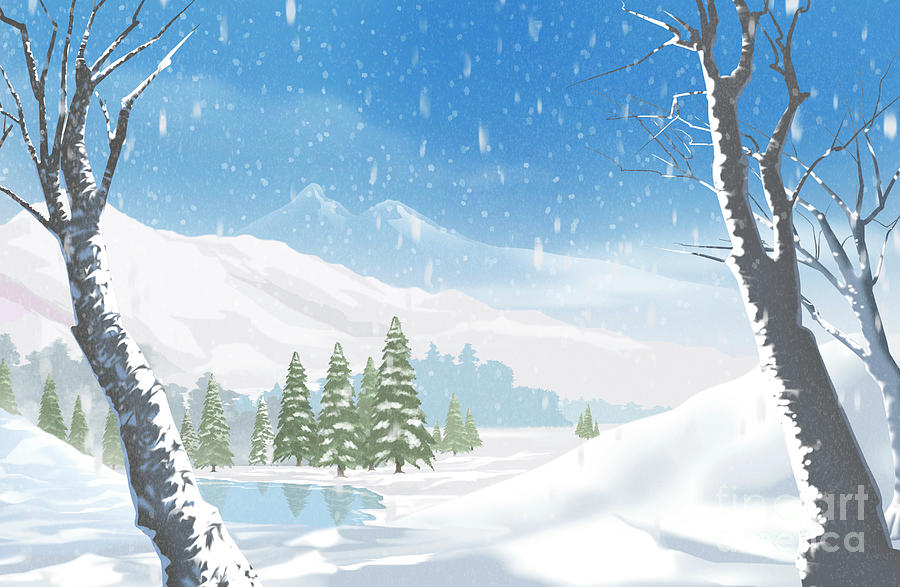 Winter Digital Art - Snowy Day In Winter by Peter Awax