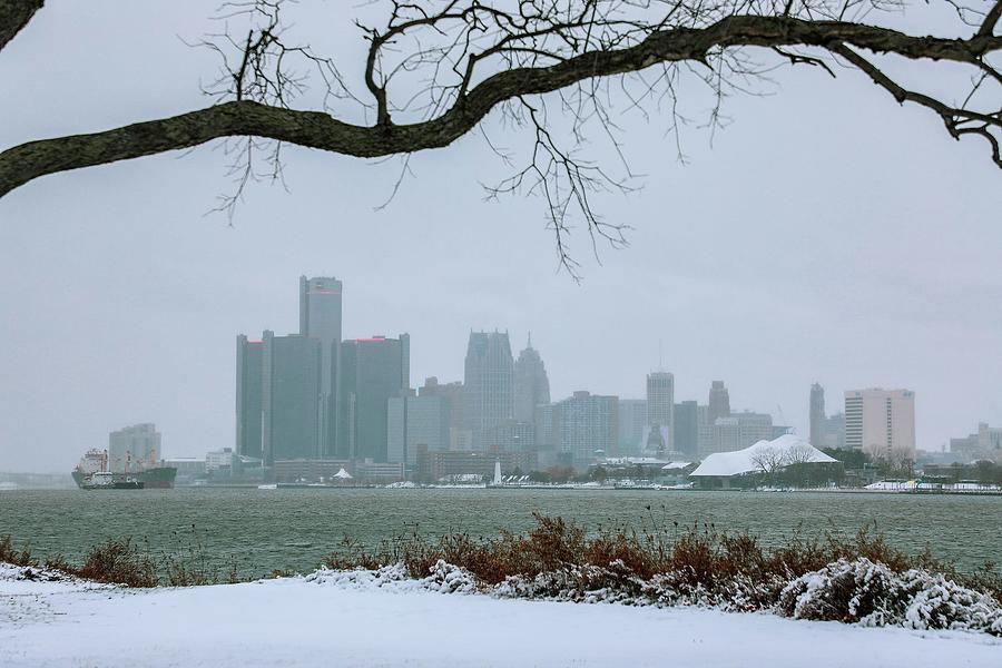 Snowy Detroit Skyline Photograph by Kimberly P Mitchell