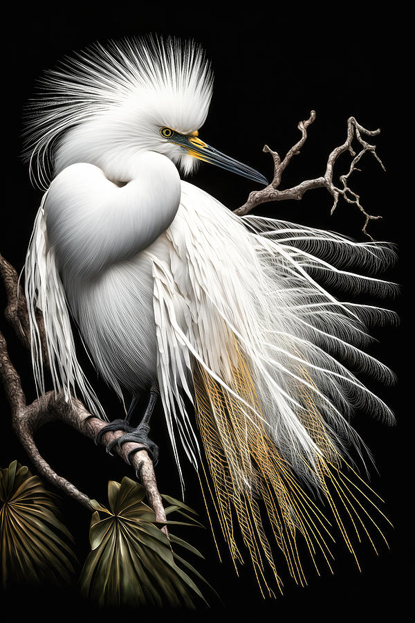 Snowy Egret In A Tree Digital Art by Wes and Dotty Weber
