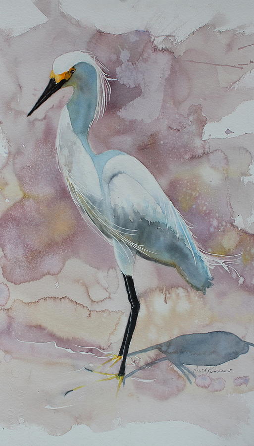 Snowy Egret Painting by Ruth Kamenev