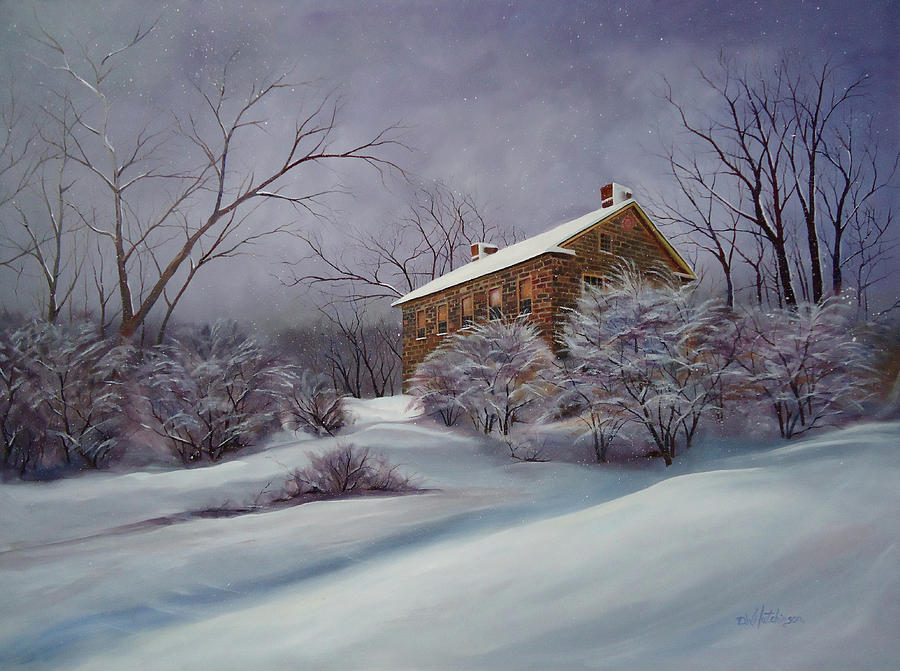 Winter Painting - Snowy Evening by Diane Hutchinson