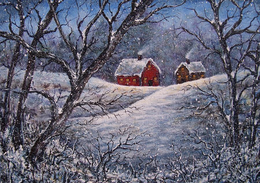 Winter Painting - Snowy Evening by Natalie Holland