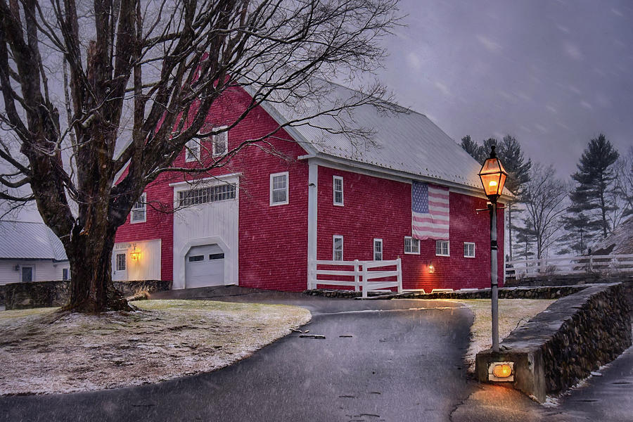 Snowy evening on the Farm Photograph by Joann Vitali