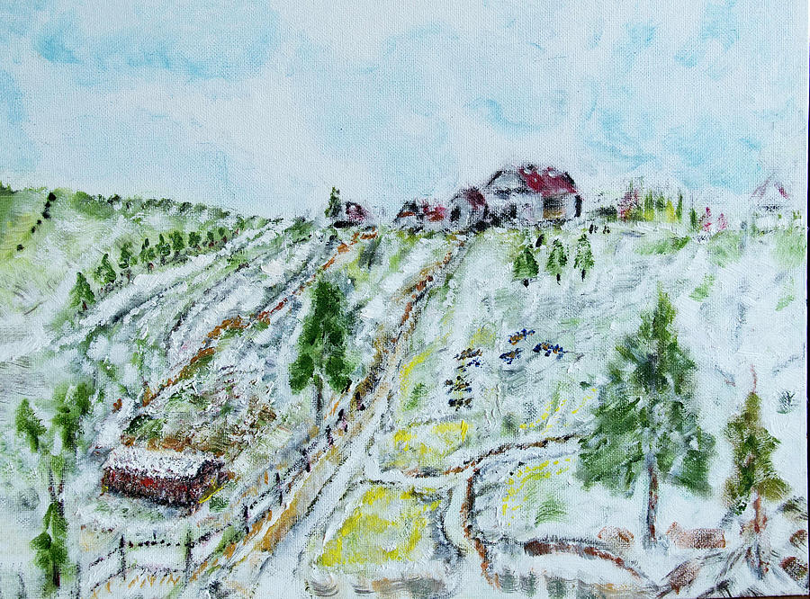 Snowy Farmland Painting by David McCready