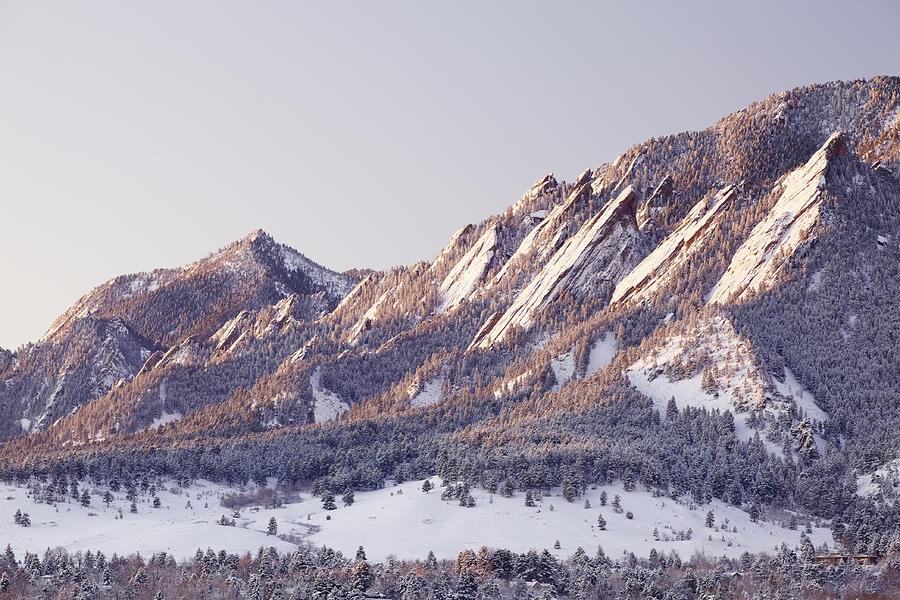 Snowy Flatirons of Boulder Colorado Photograph by Beklaus