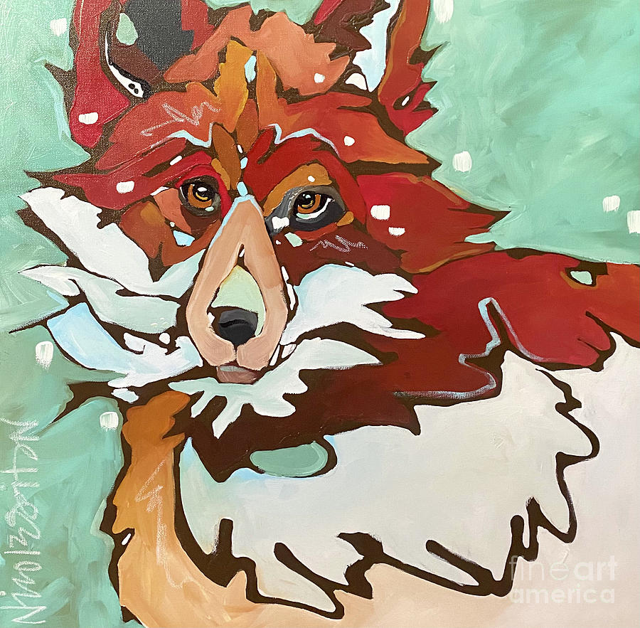 Snowy Fox Painting by Nicole Gaitan