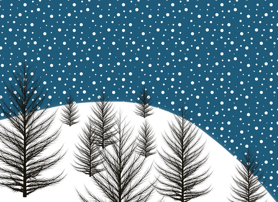 Snowy Hill Digital Art by Bonnie Bruno