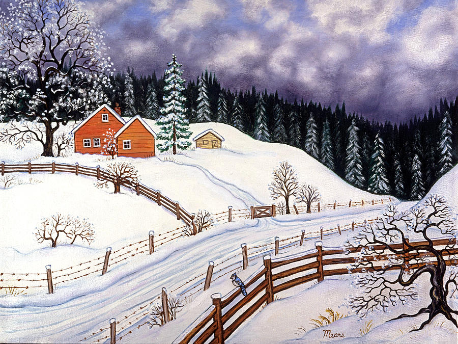 Landscape Painting - Snowy Hill by Linda Mears