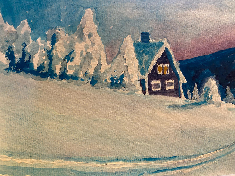 Snowy Hillside Painting by Larry Whitler