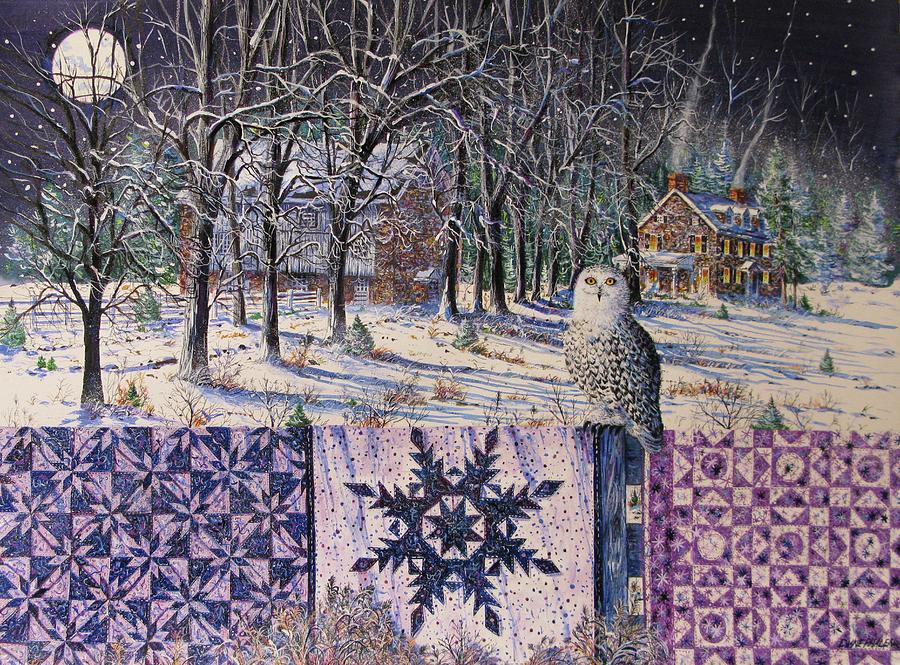 Snowy Indigo Evening Painting by Diane Phalen