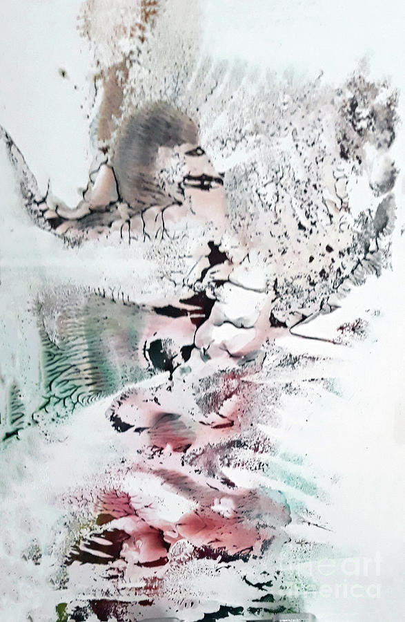 Encaustic Painting - Snowy Lake by Wilma Lopez
