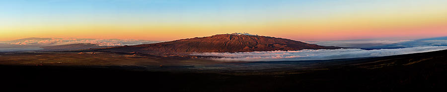 Snowy Maunakea Sunset Panorama Photograph by Jason Chu