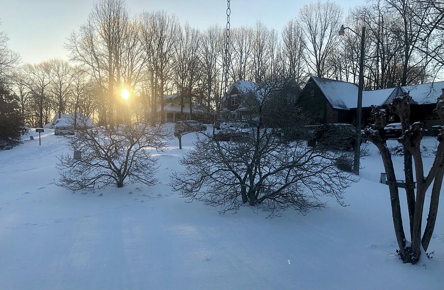 Snowy Morning Sunrise Photograph by Barry Jones