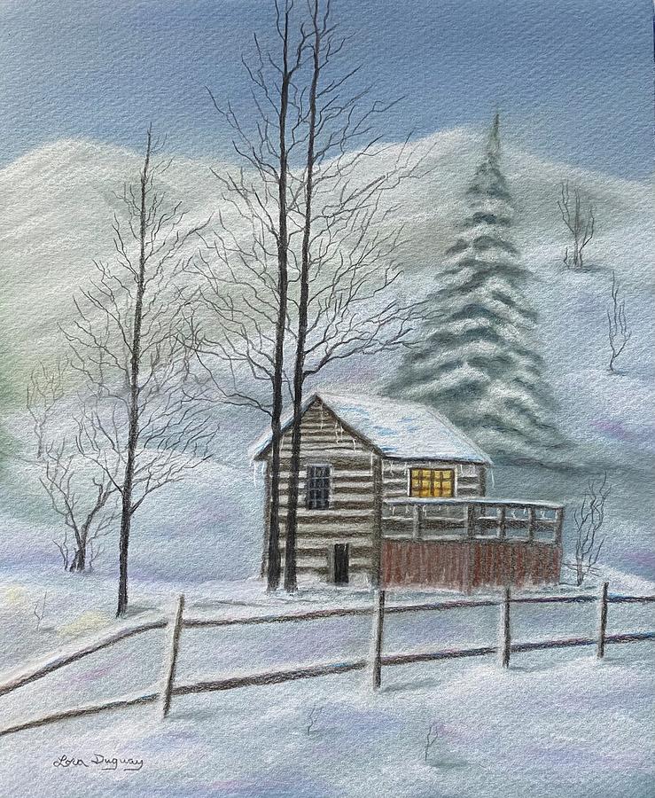 Snowy Mountain Pastel by Lora Duguay