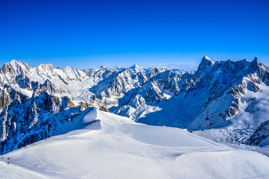 Snowy mountain peaks, Vallee Blanche, Alps Photograph by Go Ga
