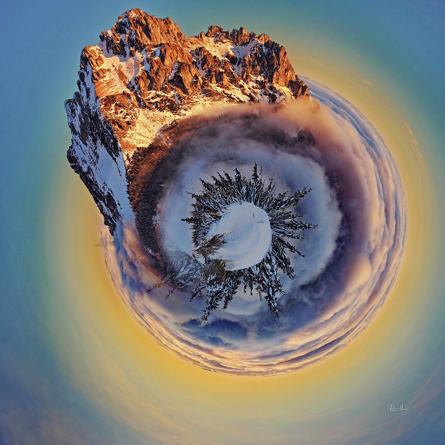 Snowy Mountain Tiny Planet Photograph by Russ Harris