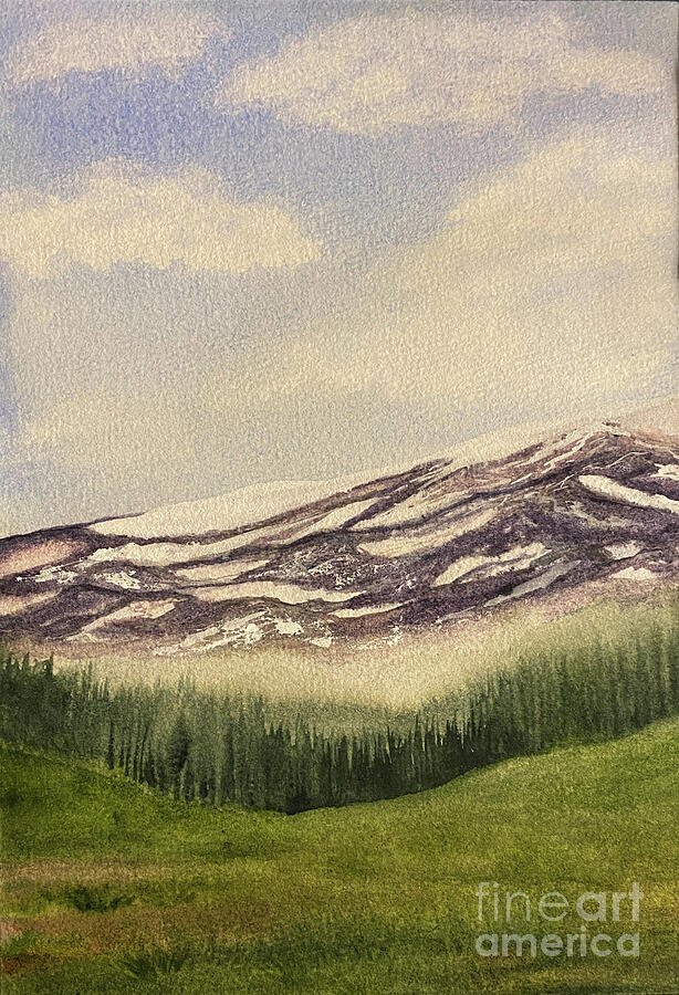 Snowy Mountain with Trees Painting by Lisa Neuman Snowy Mountain with Trees Painting by Lisa Neuman