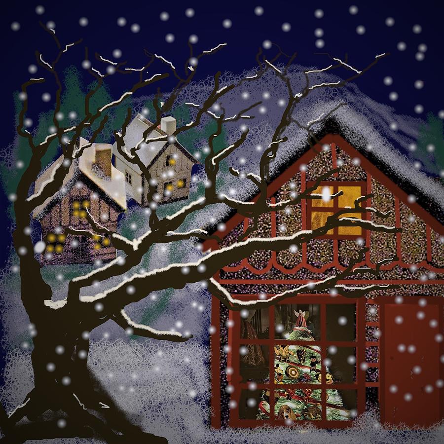 Snowy Night Digital Art by Roger Swezey
