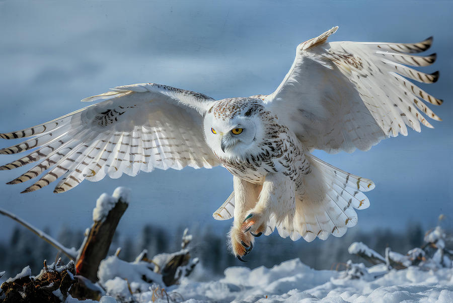 Snowy Owl Hunting Digital Art by Brian Tarr