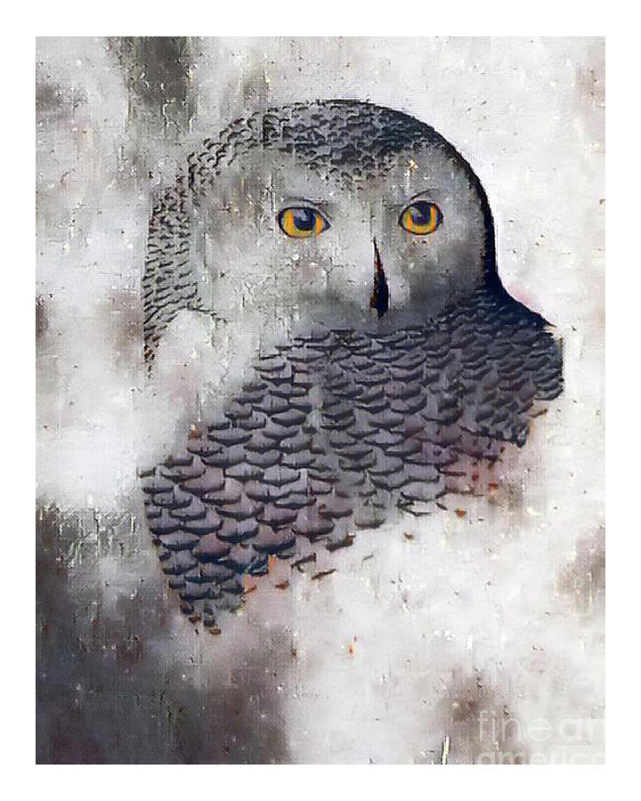 Snowy Owl In The Rain Mixed Media by Art MacKay