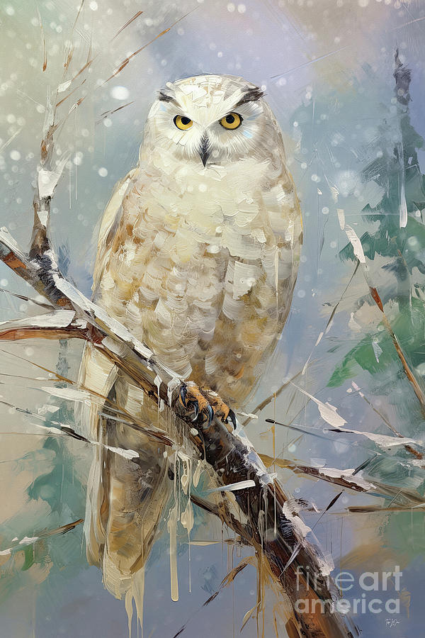 Snowy Owl in Winter Painting by Tina LeCour