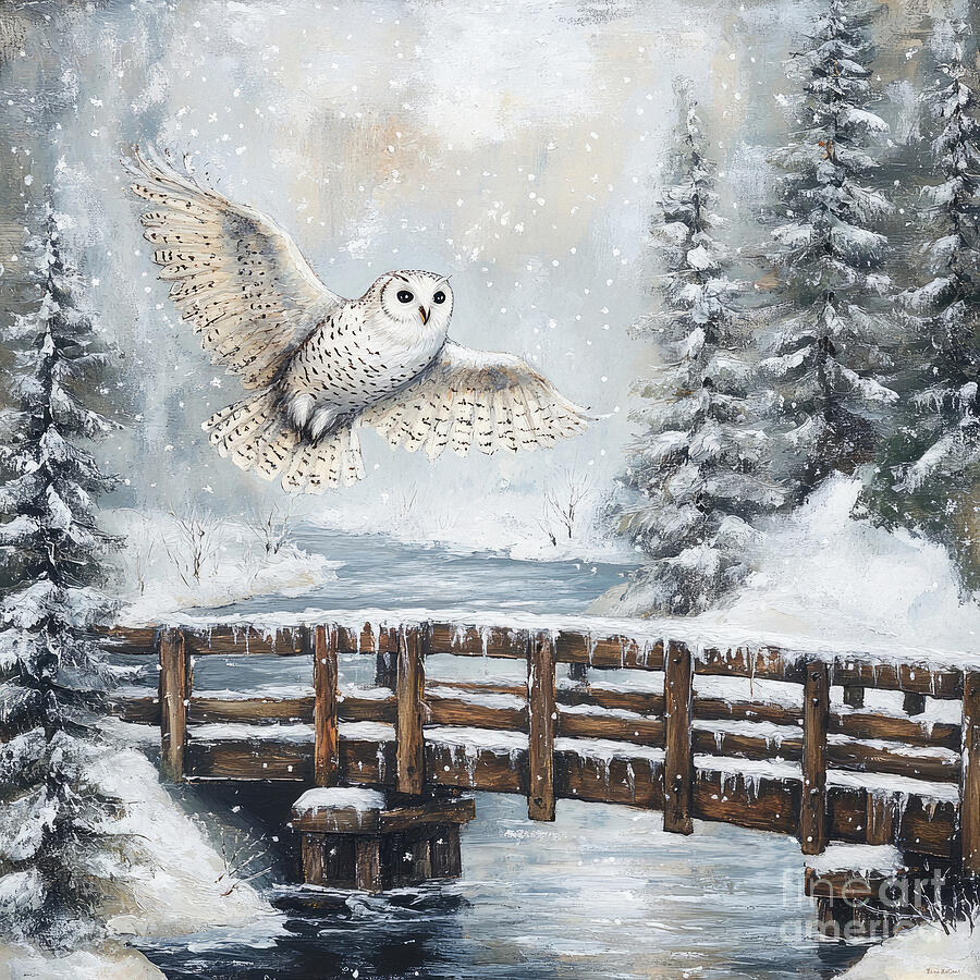 Snowy Owl On The River Painting by Tina LeCour Snowy Owl On The River Painting by Tina LeCour