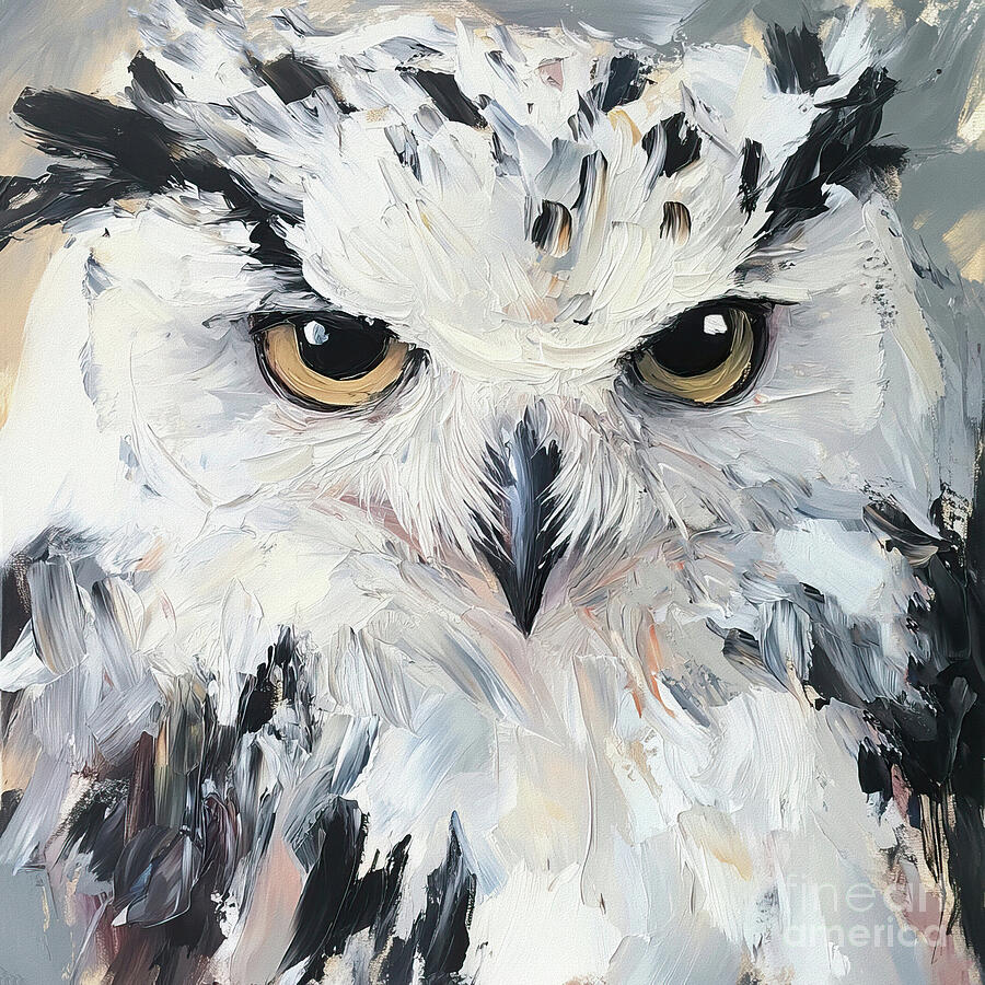 Snowy Owl Portrait Painting by Tina LeCour Snowy Owl Portrait Painting by Tina LeCour