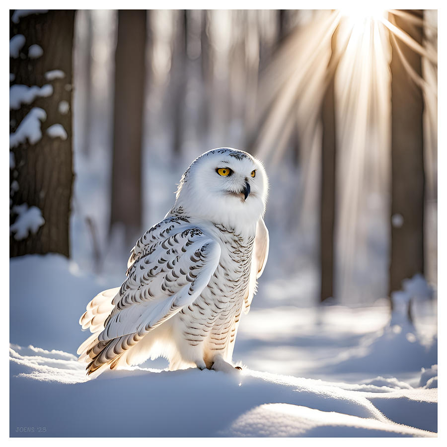 Snowy Owl Seated Digital Art