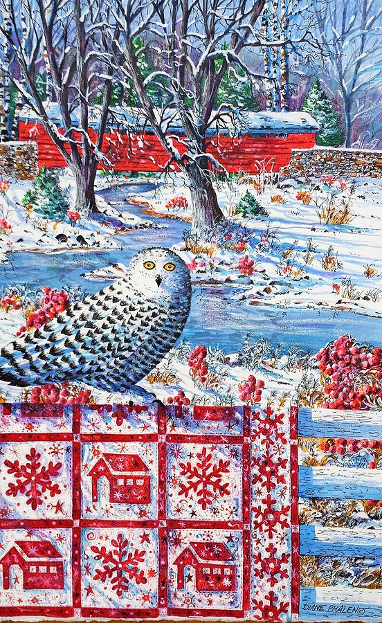 Snowy Owl Visitor Painting by Diane Phalen