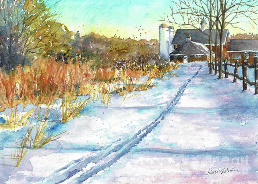 Snowy Path, Uplands Farm Painting by Susan Herbst