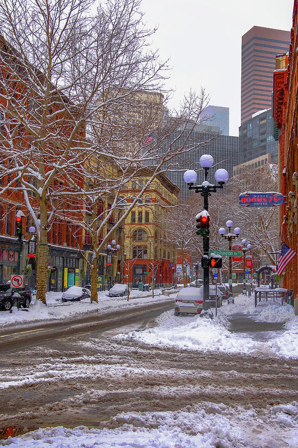 Snowy Pioneer Square  Photograph by Emerita Wheeling